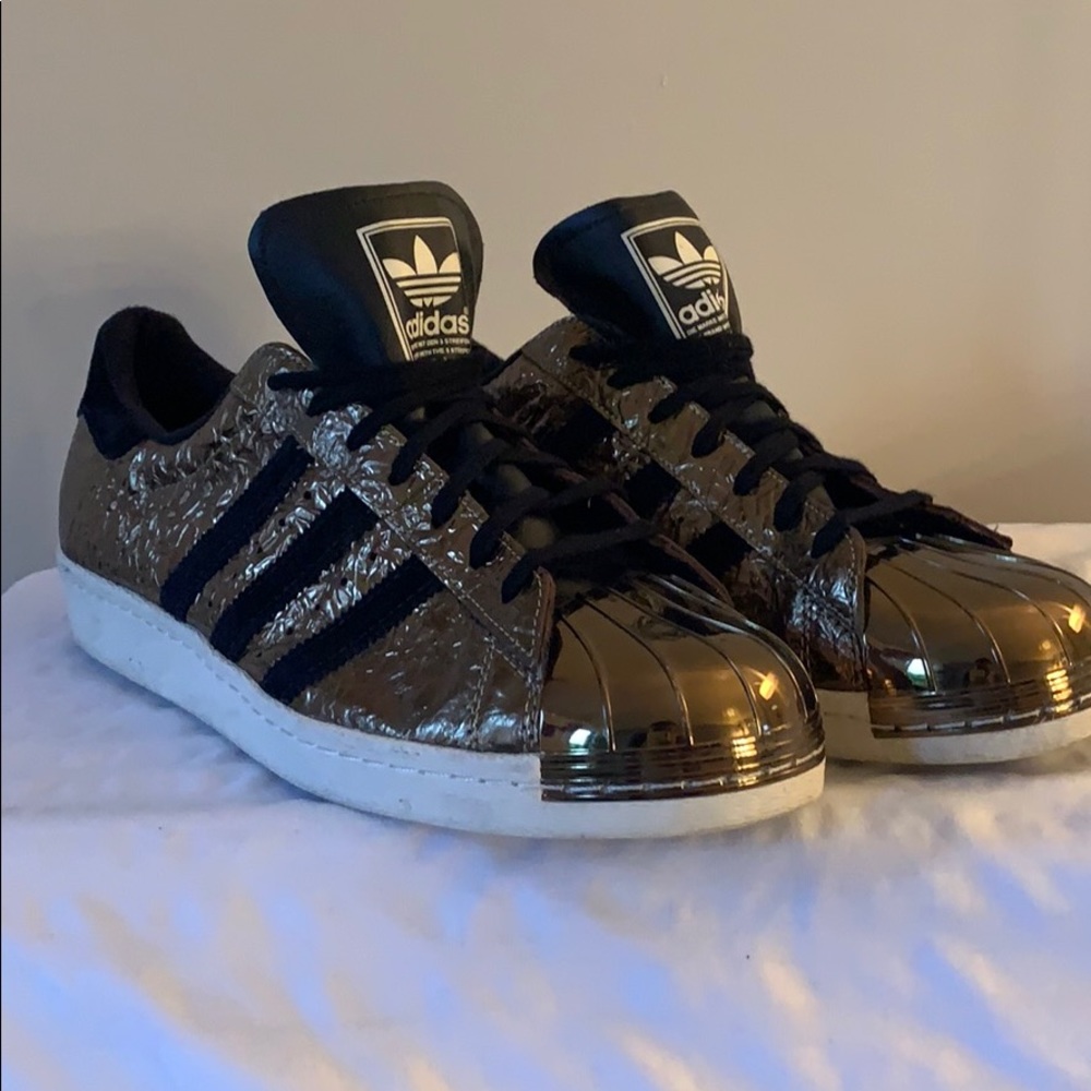 Adidas superstar copper metal shell toe sneakers!